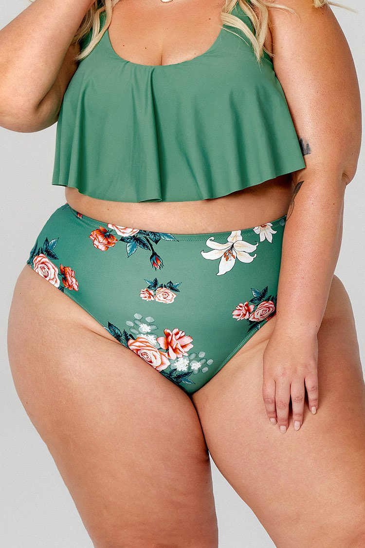 Bree Floral High Waisted Plus Size Bikini Bottom
