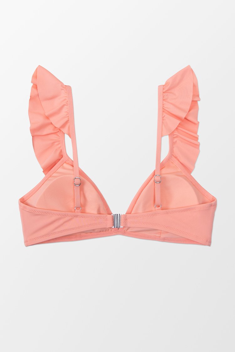 Aubree Ruffle V-neck Back Hook Bikini Top
