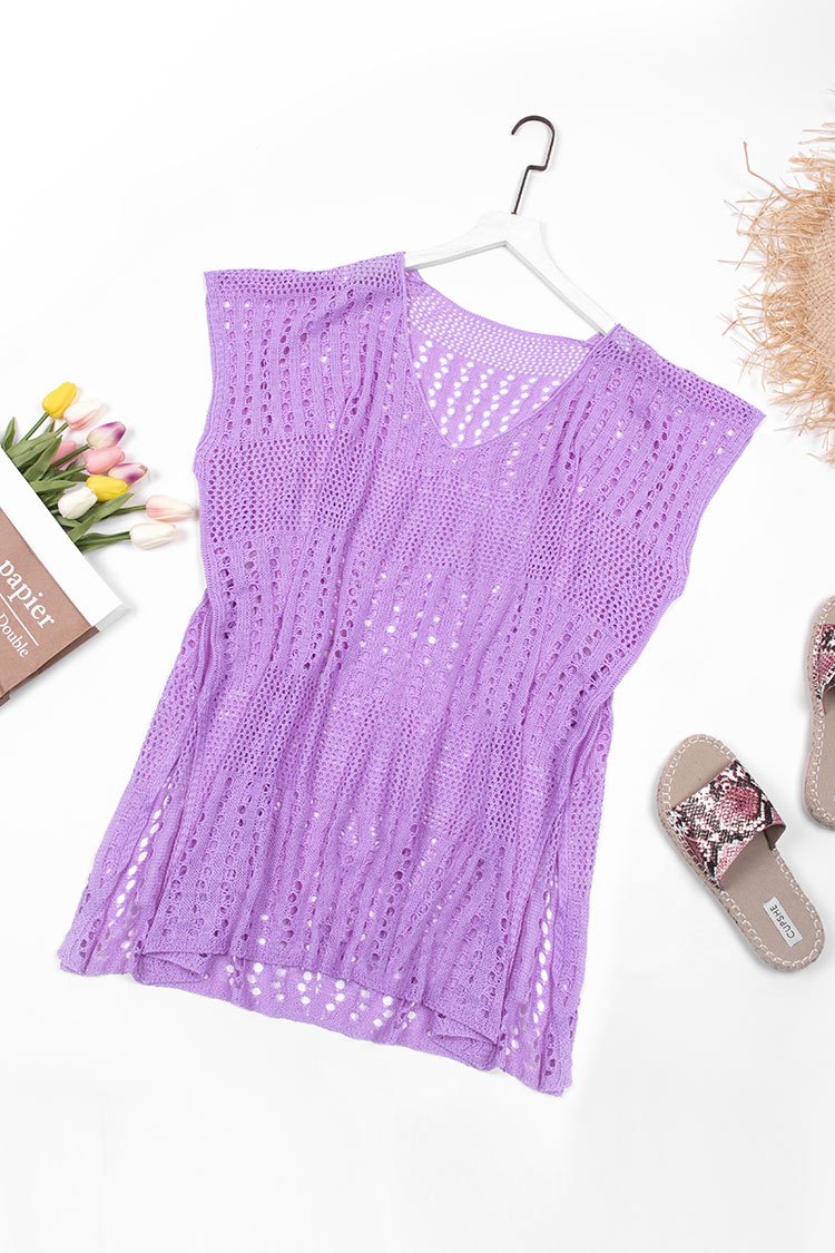 Rachael Purple Plunge Crochet Cover Up