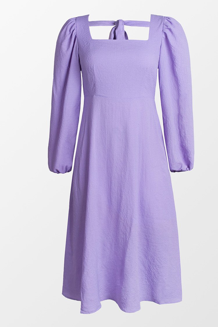 Angelina Purple Back Tie Tea Length Dress