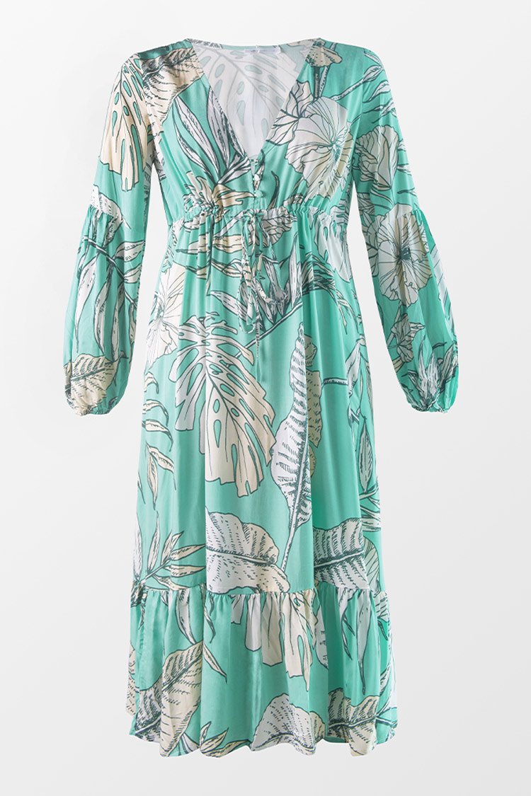 Ariadne Tropical Ruffle Hem Dress