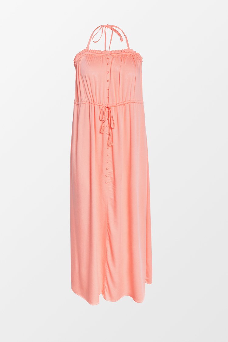 Tara Halter Frill Backless Maxi Dress