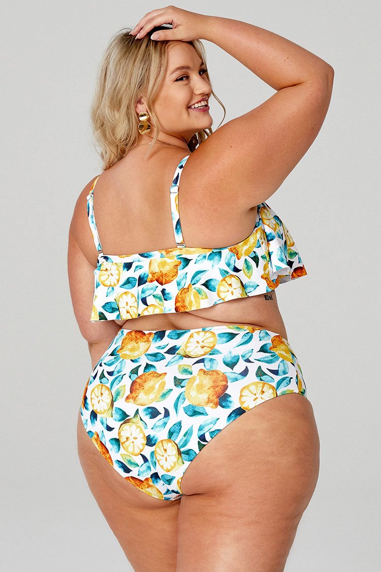Leaf And Lemon Printed Plus Size Bikini