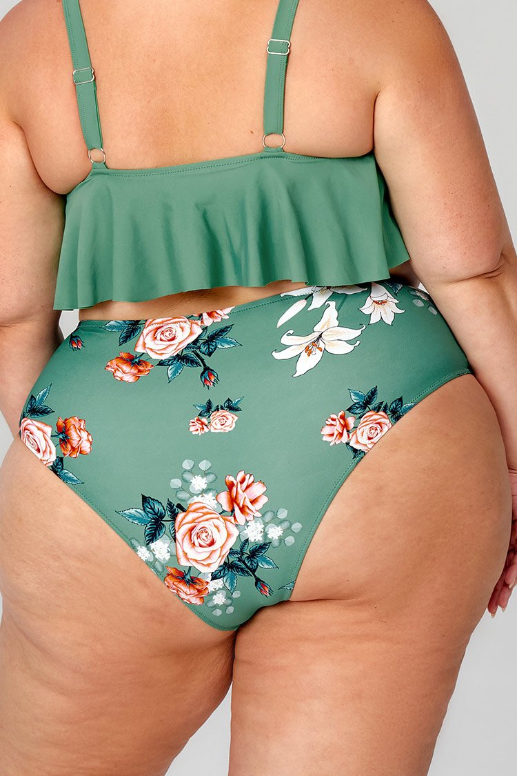 Bree Floral High Waisted Plus Size Bikini Bottom