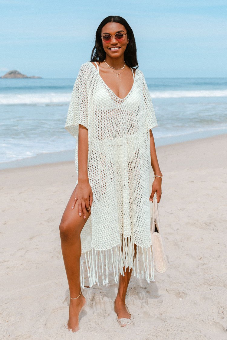 Madalynn Fringe Hem Split Cover Up