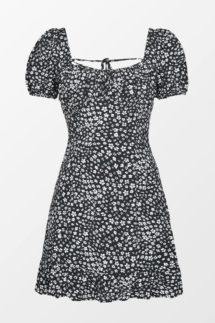 Ariyah Ditsy Square Neck Lace Up Dress
