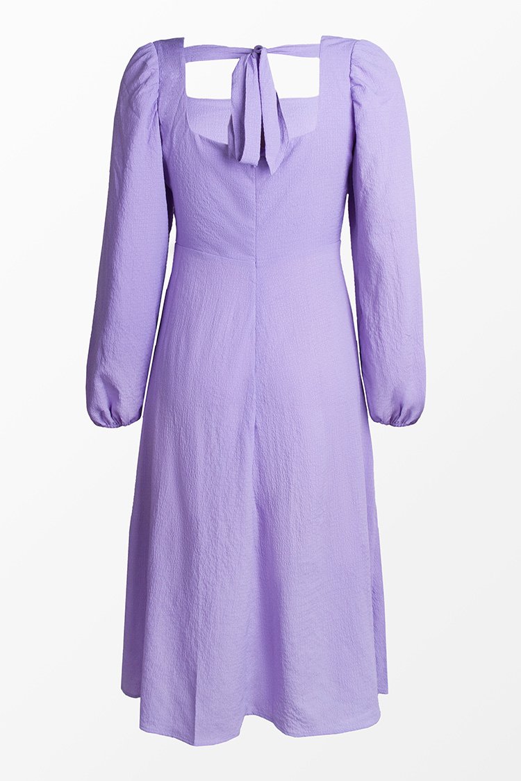 Angelina Purple Back Tie Tea Length Dress