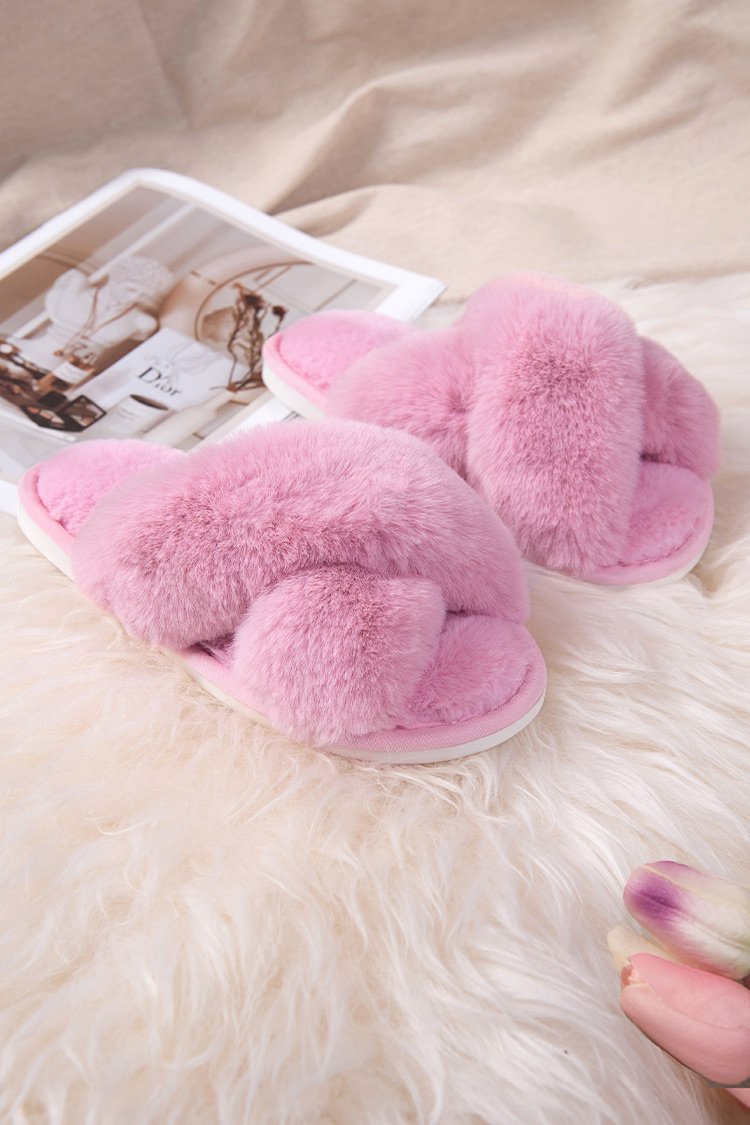 Karter Pink Cross Strap Slippers