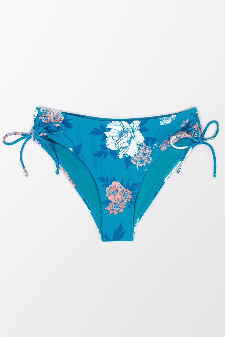 Seafoam Garden Side Shirred Hipster Bikini Bottom