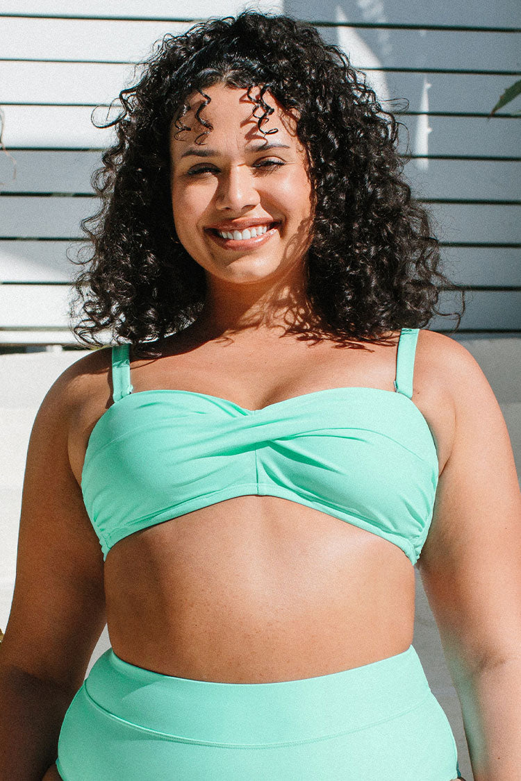 Nature Trip Molded Twist Front Bandeau Plus Size Bikini Top