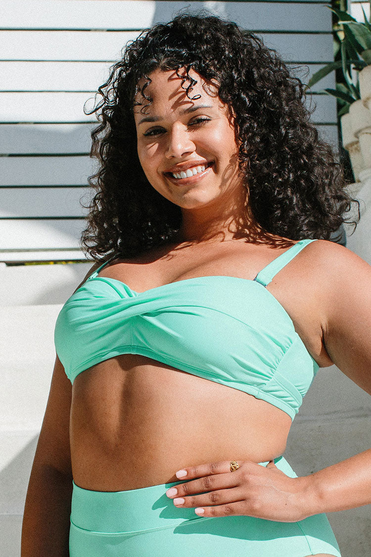 Nature Trip Molded Twist Front Bandeau Plus Size Bikini Top