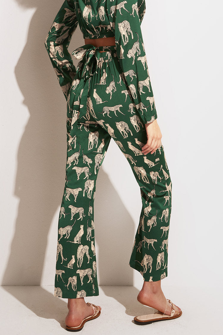 Graciela Zip Front Animal Pattern Flared Pants