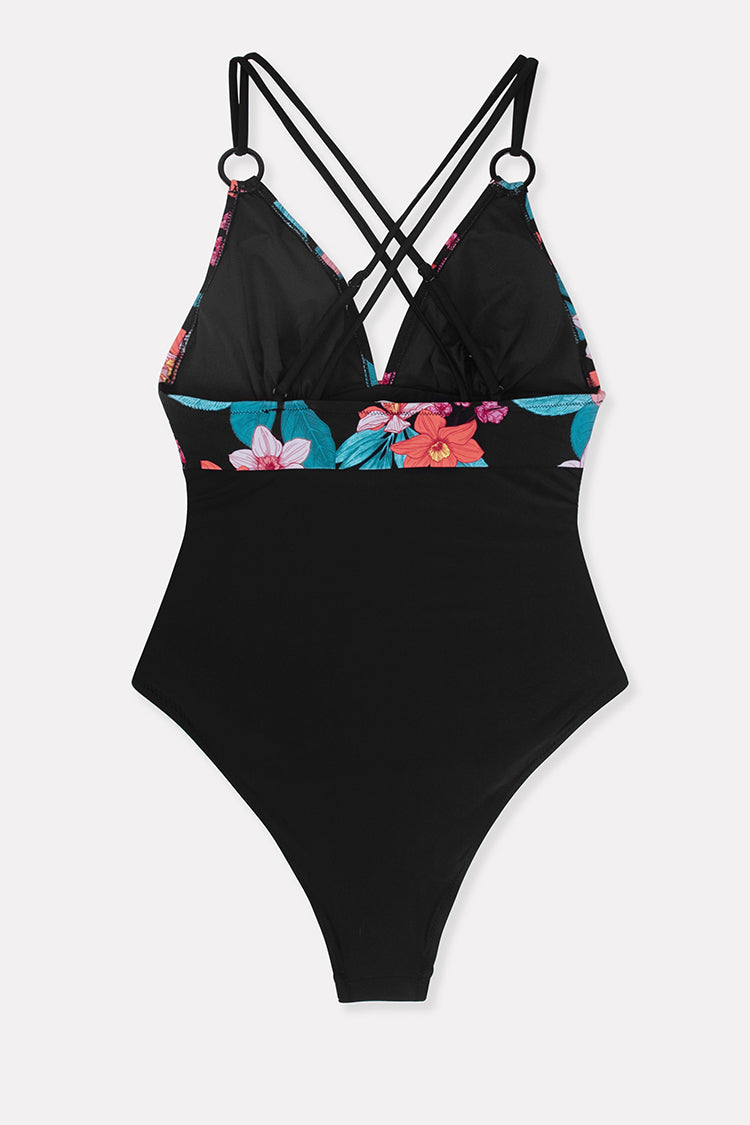 Maya Floral O-ring Criss Cross Tummy Control One Piece Swimsuit