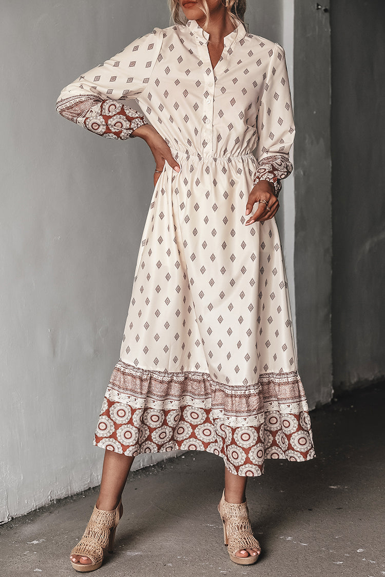 Chana Ornate Print Long Sleeve Maxi Dress