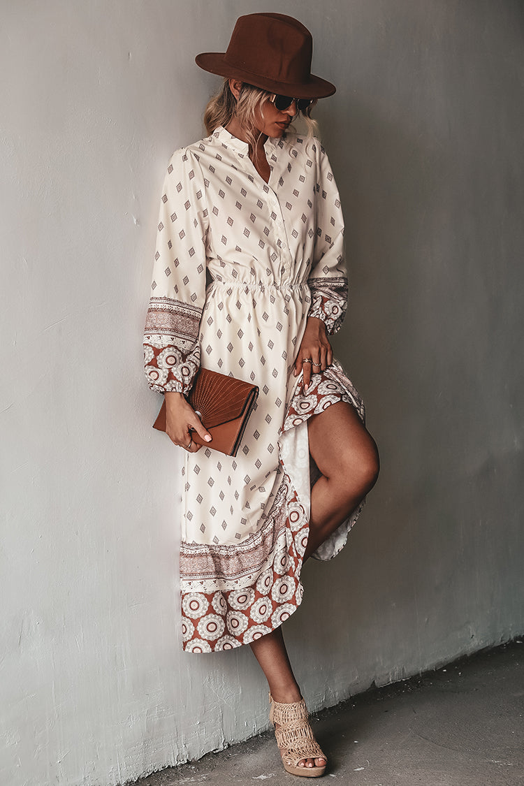 Chana Ornate Print Long Sleeve Maxi Dress