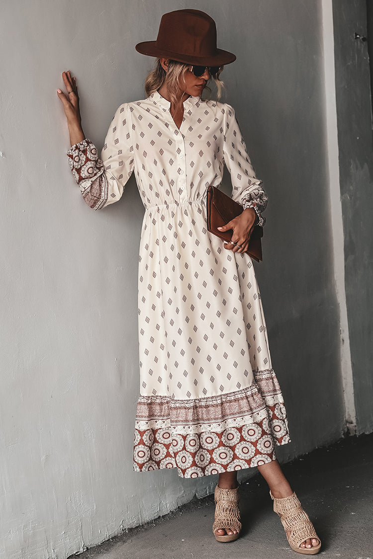 Chana Ornate Print Long Sleeve Maxi Dress