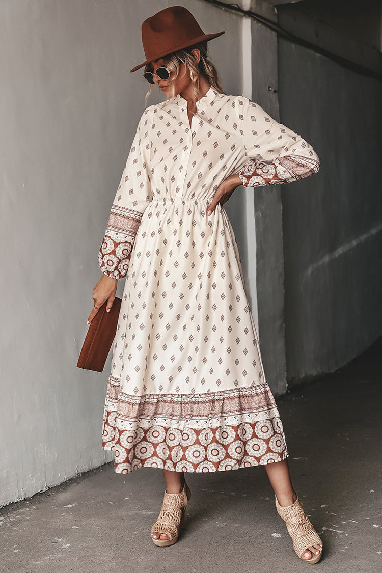 Chana Ornate Print Long Sleeve Maxi Dress