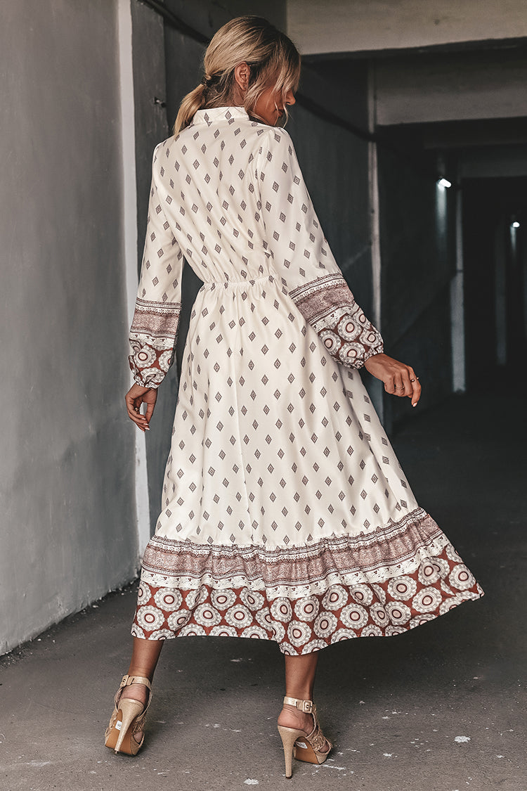 Chana Ornate Print Long Sleeve Maxi Dress