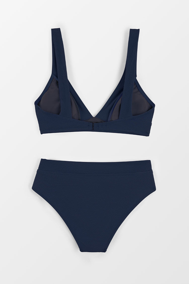 Banded V Neck Bralette & Classic High Waist Bikini Set
