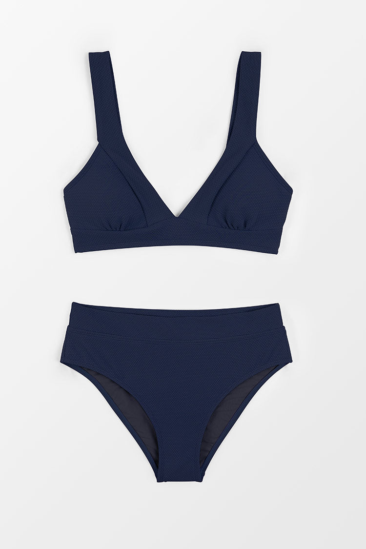 Banded V Neck Bralette & Classic High Waist Bikini Set