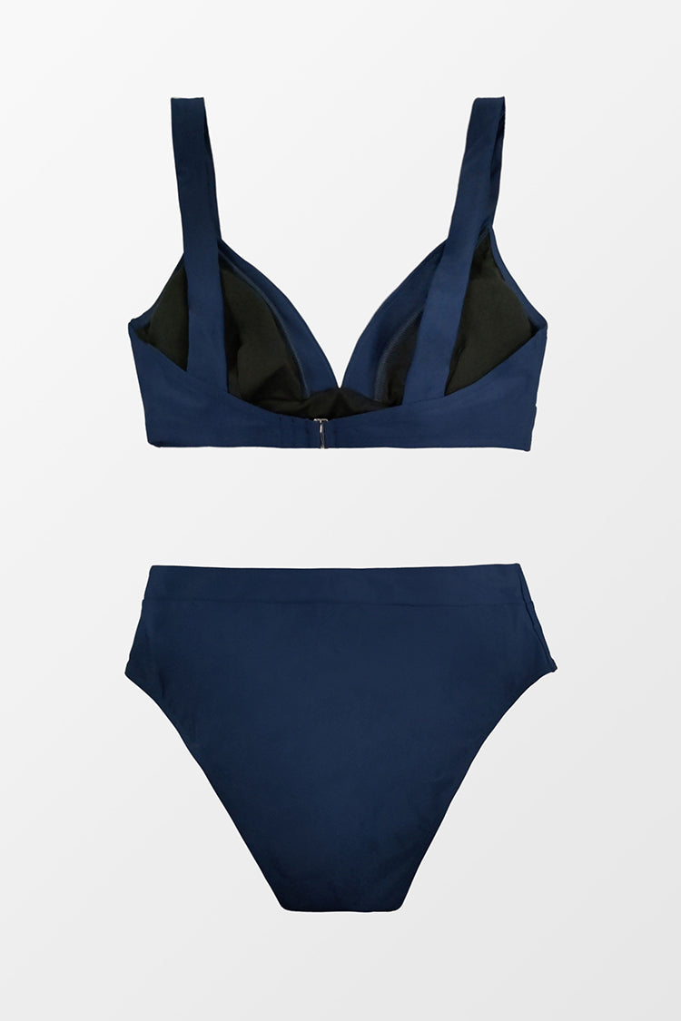 Banded V Neck Bralette & Classic High Waist Bikini Set