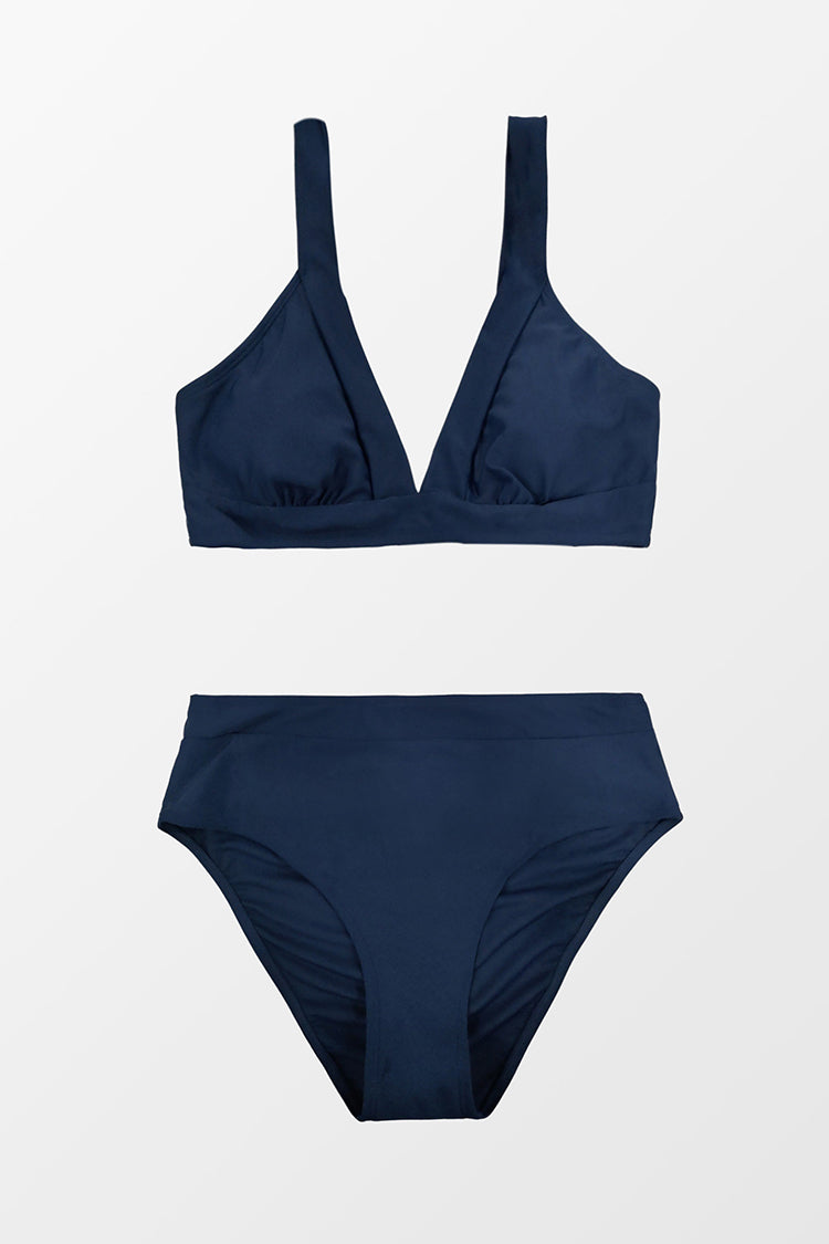 Banded V Neck Bralette & Classic High Waist Bikini Set